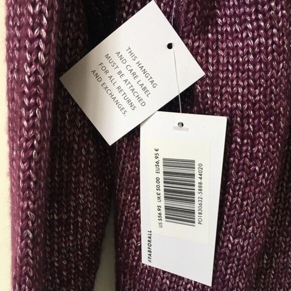 JustFab Purple Open Front Metallic Knit Wrap Crossover Sweater NWT - Picture 6 of 8